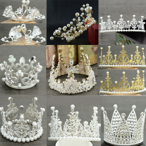 bridal crown baby style crown headdress birthday cake crown decoration princess lace crown hair bands wholesale