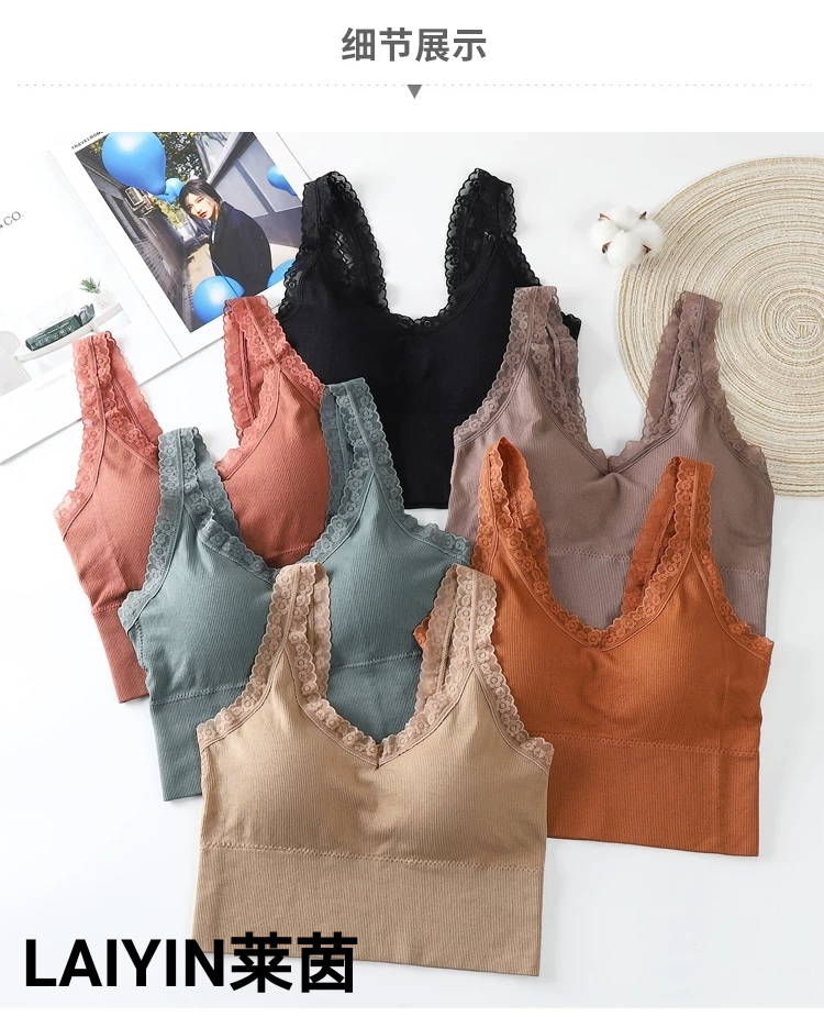 Lace Beautiful Back Sling Net Popular Bra Vest Tube Top Underwear Women's Tube Top Anti-Slip wi