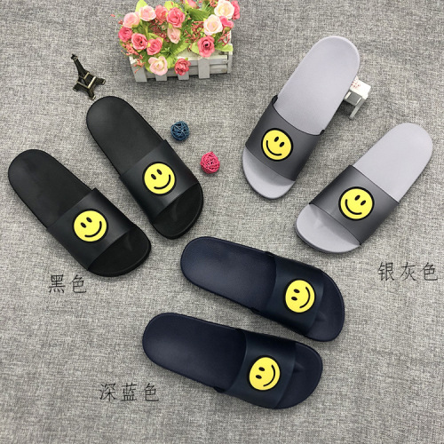 men‘s slippers couples flip-flops fashion smiley outdoor indoor non-slip bath bathroom home soft bottom lightweight summer