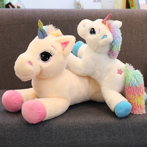 Rainbow Lying Unicorn Doll Pegasus Plush Toy Cute Pillow for Girls and Children Soothing Toy Gift
