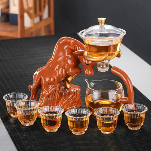 Arrogant Lazy Chinese Semi-Automatic Colored Glass Creative Household Magnetic Suction Kung Fu Tea Set
