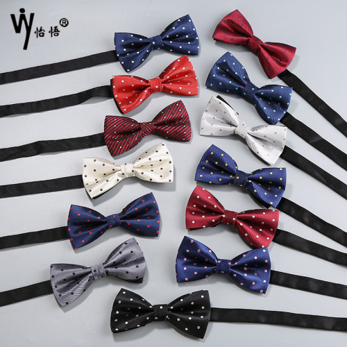 Factory Wholesale Simple Fashion Trend Men‘s Color Bow Tie Professional Polka Dot Hand-Stitched Anti-Static Collar Flower