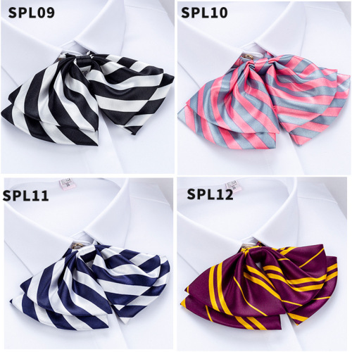 Factory Wholesale Casual Striped Bow Tie Flower Simple Anti-Fouling Easy to Care Comfortable Professional Lady Small Collar Flower