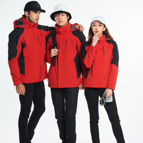 jacket men‘s customized outdoor three-in-one detachable winter clothes women‘s two-piece school uniform work clothes windproof and waterproof new