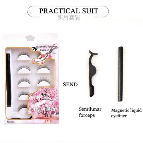 Magnet Eyelashes Five Pairs with Tweezers Magnetic Liquid Eyeliner