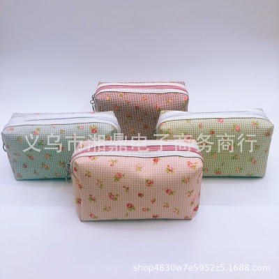 Canvas Broken Flowers Fresh Cute Fashion Refreshing Cosmetic Bag Storage Bag Travel Bag Easy to Carry Korean Ins