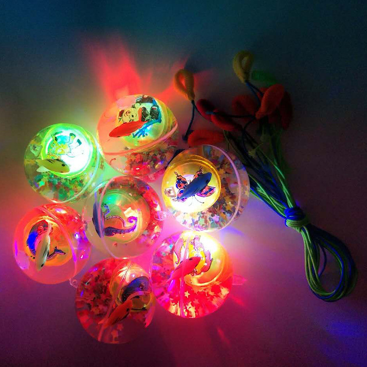 地摊玩具 发光水晶球 带绳子弹力球 发光儿童玩具 义乌厂家批发