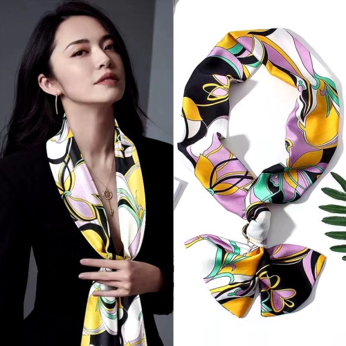Thin and Narrow Strip Small Silk Scarf Women‘s Spring and Autumn Fashionable Korean Versatile Decorative Scarf Thin Scarf Long Square Towel
