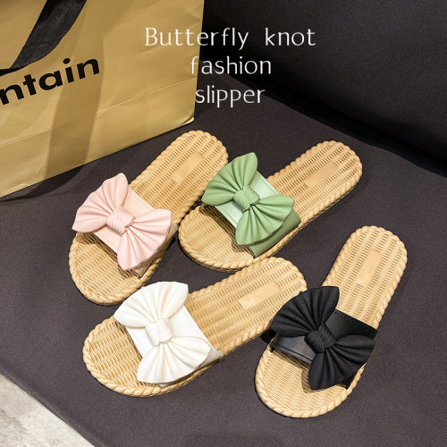 2021 Korean Style Slippers Women‘s Summer Fashion Outerwear Bow All-Match Casual Slippers Sandals in Stock Wholesale Live Broadcast