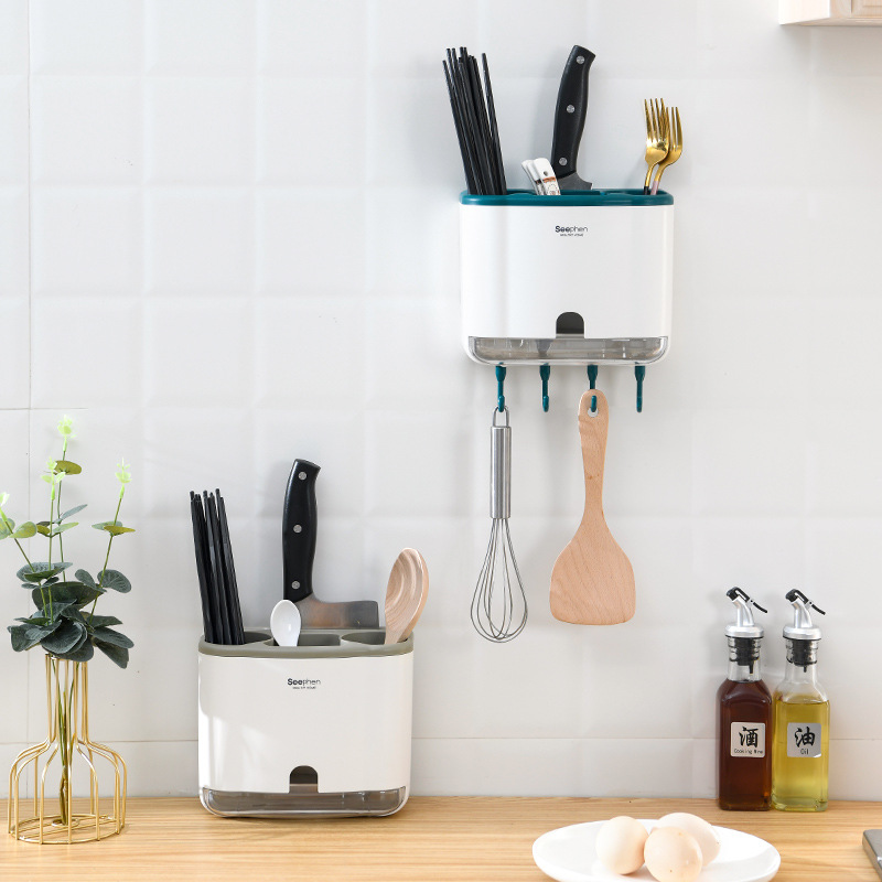 Factory Direct Sales Chopsticks Cage Sub-Format Draining Simple Hook Plastic Chopsticks Cage Wall-Mo