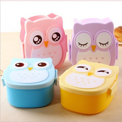 owl lunch box cute cartoon children student plastic crisper sealed microwave lunch box daily necessities