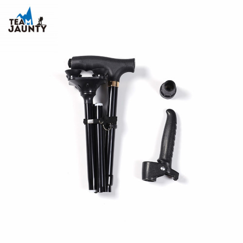 Cross-Border Outdoor Walking Stick for the Elderly Rehabilitation Walking Stick for the Elderly Folding Five-Section Contraction Band Armrest Walking Stick