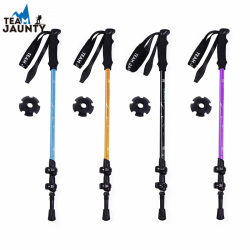 New 7075 High-Strength Aluminum Alloy Outdoor Alpenstock Hiking Walking Cross-Country Pole Straight Handle Telescopic Pole