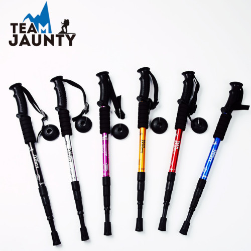 Outdoor Travel 6061 Four Straight Handle Trekking Pole High Strength Hiking Walking Stick Elderly Walking Stick Spot Delivery