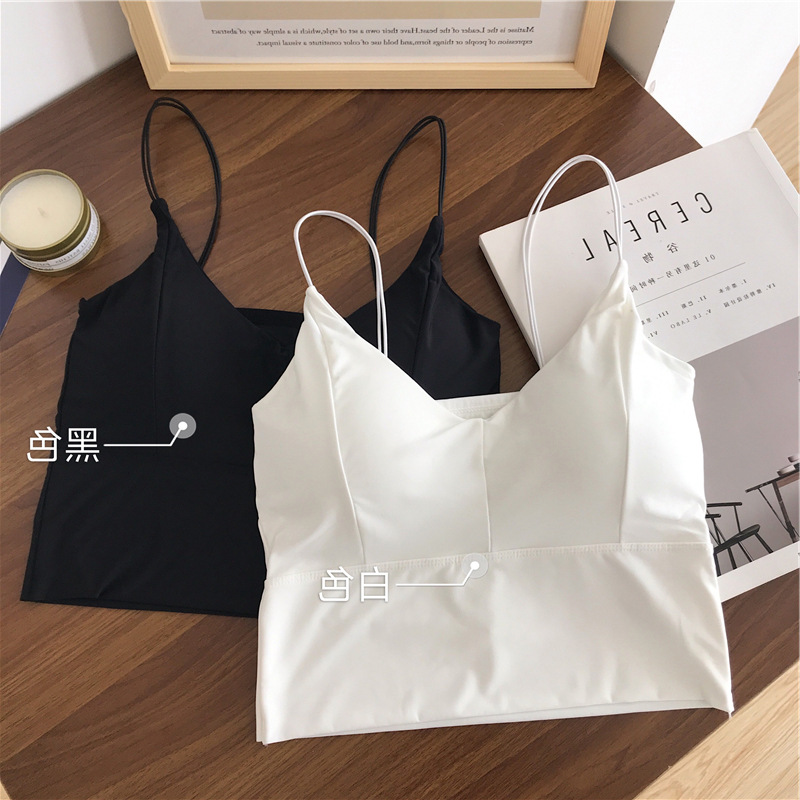 2021 Double-Strap Tube Top Summer with Chest Pad Inner Match Sexy Black Internet Hot Beauty Back Ves