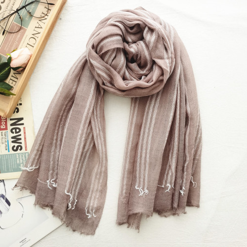 Foreign Trade Wool Scarf Vertical Striped Scarf Women‘s Autumn and Winter European Station Japanese and Korean Style Lady Mori Girl