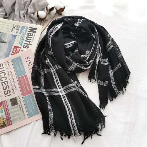 Foreign Trade Wool Scarf Striped Scarf Women‘s Autumn and Winter European Station Japanese and Korean Style Lady Mori Girl