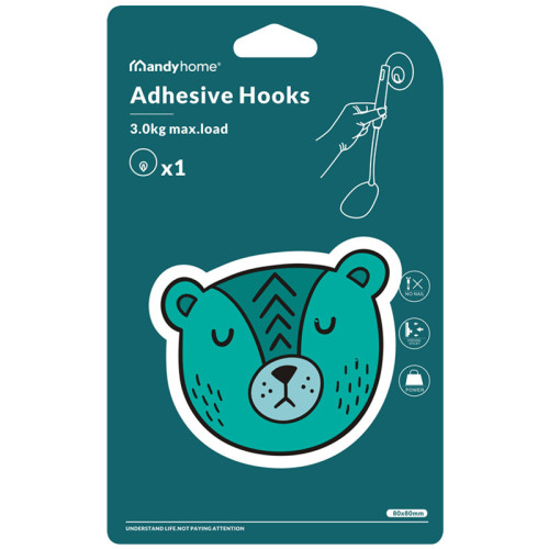 [Mandi Home] Bear Seamless Hook Bathroom Kitchen Hook Sticky Hook Strong Load-Bearing Punch-Free