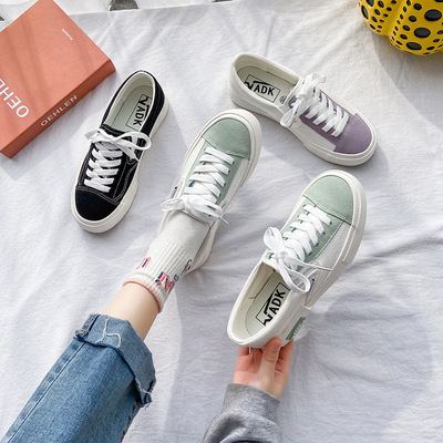 Spring New Canvas Shoes Women‘s Flat Heel Breathable Korean Style Solid Color women‘s Cloth Shoes Student Casual Women‘s Shoes 8505