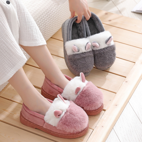 sheep ears rabbit fur autumn and winter wrapped root indoor and outdoor home cotton slippers women‘s confinement shoes warm cotton shoes snow boots