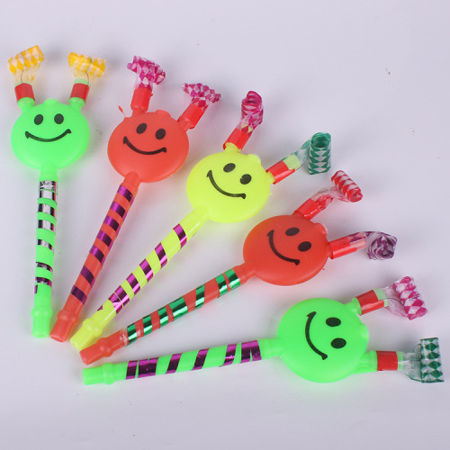 Blowouts Smiling Face Horn Whistle Blowing Small Toy Stall Hot Selling Supply Birthday Party WeChat Push Small Gifts