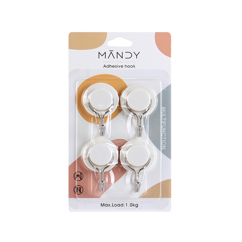 [Mandi Home] Hat Plastic Hook Bathroom Kitchen Hook Sticky Hook Strong Load-Bearing Punch-Free