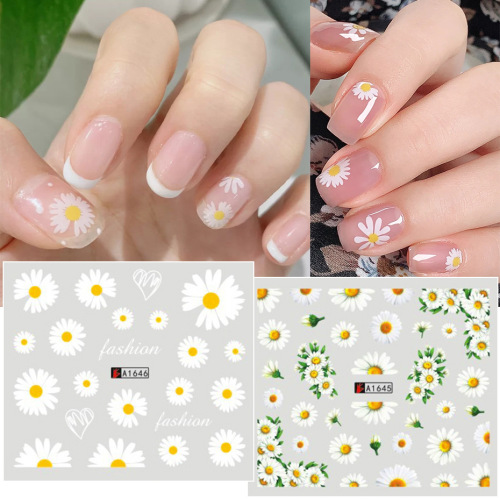 Nail Art Watermark Sticker Large 12 Color Fresh Small Flower Plant Nails applique Factory Direct Supply