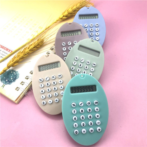 oval pendant calculator student stationery matching gift cute small 8-digit display without voice computer