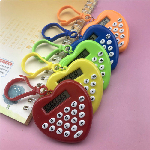 peach heart pendant calculator small mini cute student girl boy learn addition and subtraction toy computer