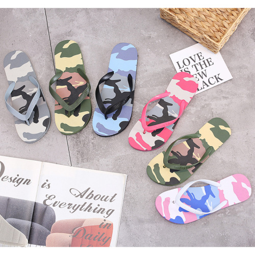factory direct couple camouflage slippers summer wear women‘s flip-flops non-slip pe flip-flops men‘s flip-flops beach shoes