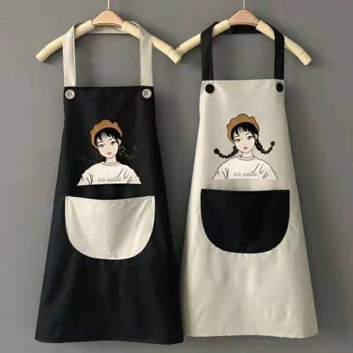 Cute Japanese Apron Waterproof and Oil-Proof Household Kitchen Cooking Household Female Fashion Adult Work Clothes Custom Logo 
