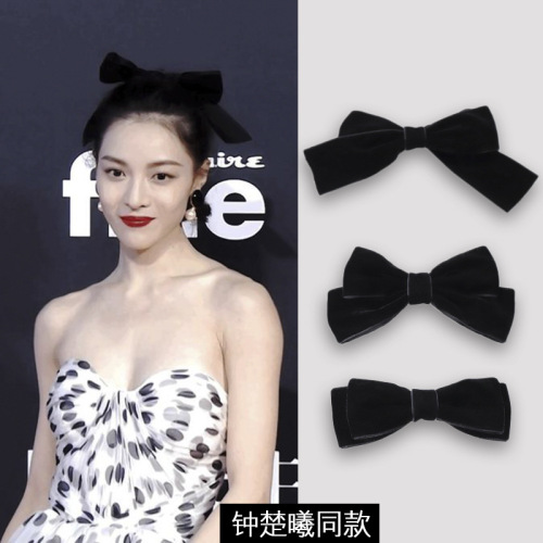 zhong chuxi same style barrettes black star same style bow duckbill clip fashion girls hair accessories d575