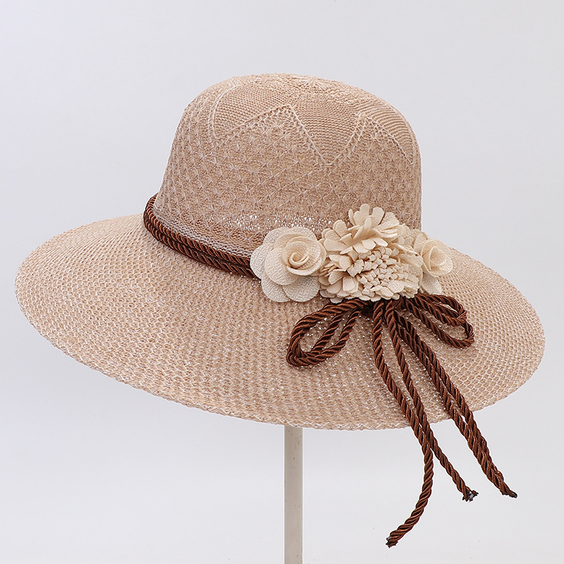 Summer Women's Knitted Fisherman Hat Outdoor Sun-Shade Sun Protection Breathable Big Brim Beach