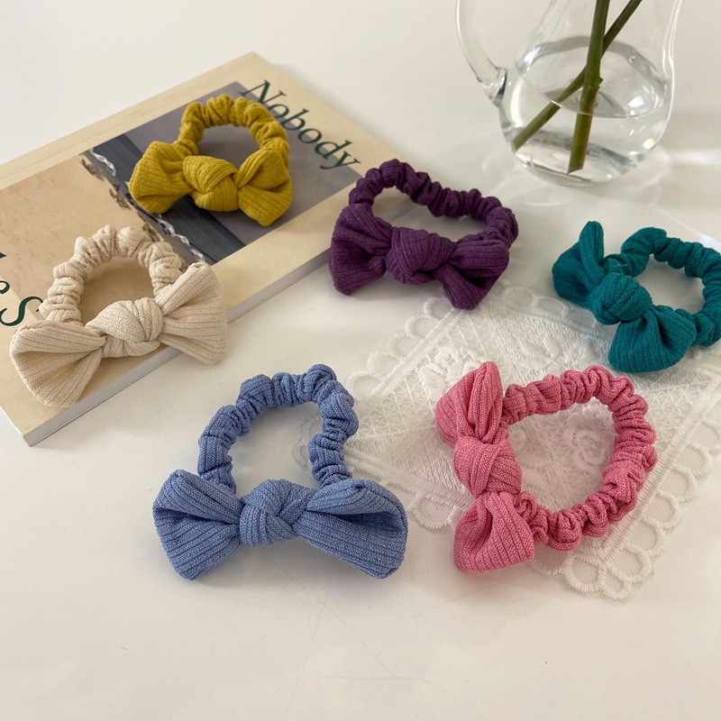 Candy Color Bowknot Hair Ring Ins Girl's Heart Hair Rope Swe...