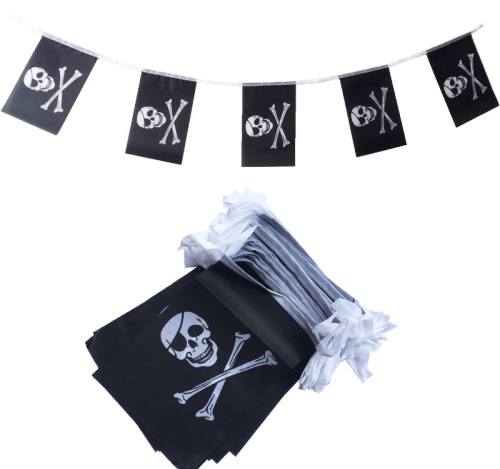 cross-border supply of pirate flag 100 pieces string flags 14 * 21cm indoor and outdoor decorations arrangement atmosphere