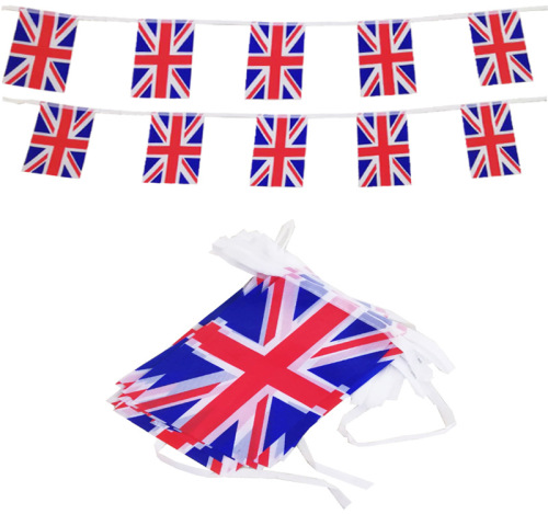 Cross-Border Supply of British Flag String Flags Festival Decoration Atmosphere 14 * 21cm British Flag 38 Faces A String of