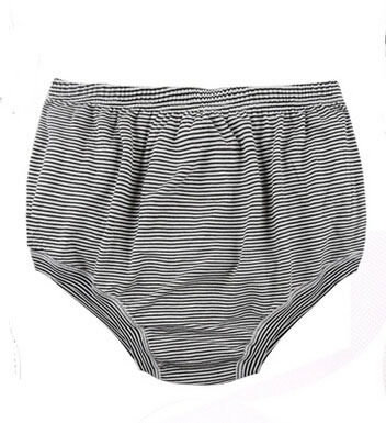 Men‘s and Women‘s Extra-Large Cotton Underwear Yarn-Dyed Black Horizontal Striped Briefs