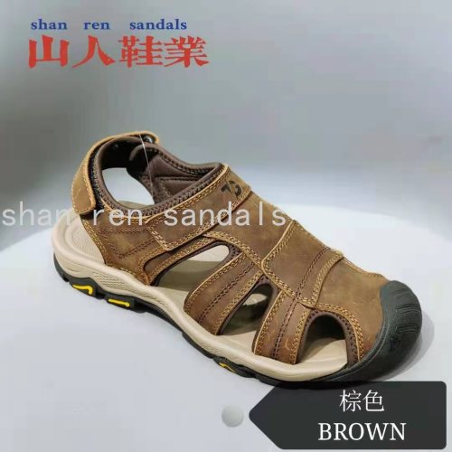 men‘s 2021 thick-soled leather closed toe beach sandals casual shoes outdoor tide wholesale foreign trade