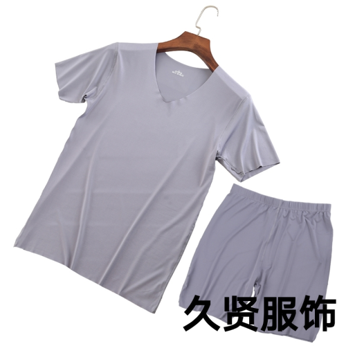 Ice Silk Quick-Drying Seamless Sports short Sleeve Suit Men‘s Running Vest Shorts Fifth Pants Youth Pajamas Homewear