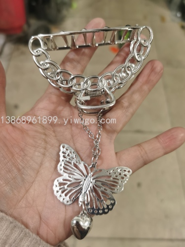 Korean Shark Clip Tassel Ins Hair Claw Three-Dimensional love Pendant Butterfly Tassel Gripper