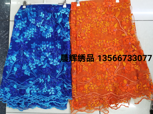 spot mesh fine embroidery fabric polyester thread flat embroidery floral headscarf dress cheongsam lace fabric