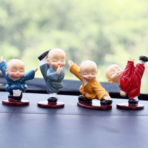 creative car decorations new colorful clothes kung fu monk resin ornaments car home dual-use cute gift decorations