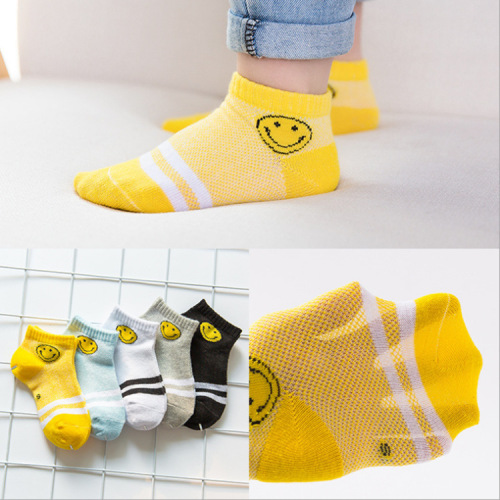 new children‘s socks children‘s spring and summer boat socks cartoon smiley mesh socks large， medium and small children‘s socks factory wholesale