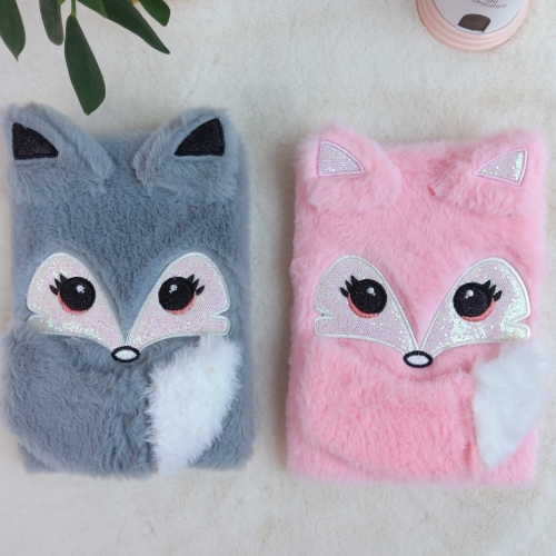 Factory Direct Sales A5 New Fox Plush Craft Handmade Notebook Furry Notebook Creative Stationery