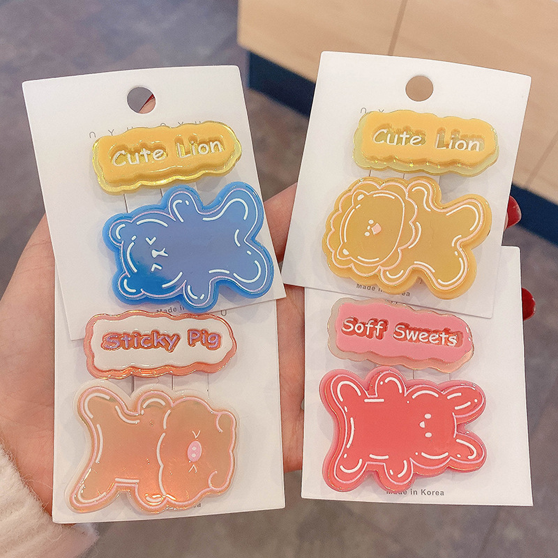 Cute Bear Barrettes Jelly Hair Clip Side Clip Childlike Style Bang Clip Girl Heart Hair Accessories