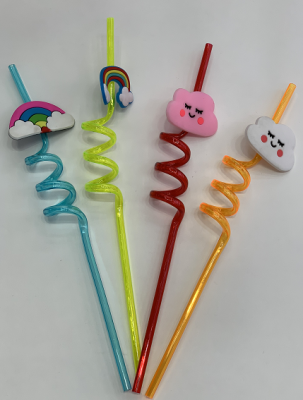 [Factory Direct Sales] Export European and American Ball Rainbow Clouds Plastic Straw Disposable Environmental Protection Straw