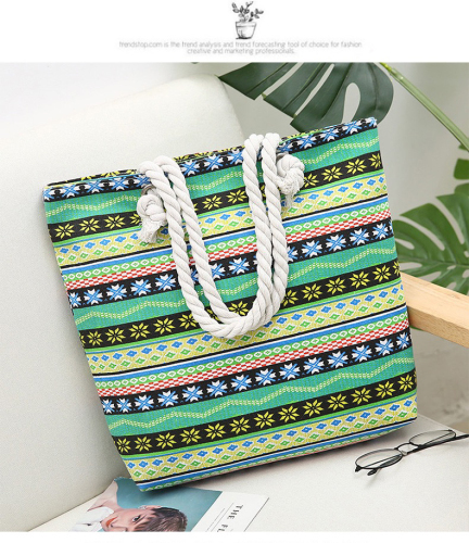 canvas bag ethnic style bag fashion printing hemp rope portable mummy bag single-shoulder canvas bag female customization