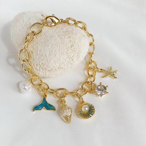 europe and america cross border popular bracelet creative ocean style scallop starfish pearl fishtail pendant bracelet women‘s accessories