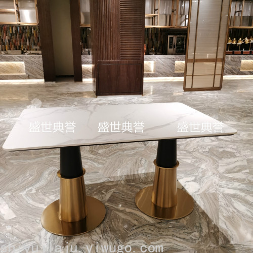 Shanghai Hot Spring Hotel Western-Style Dining Table Resort Hotel Buffet Table and Chair Hotel Breakfast Table Italian Stone Plate Western-Style Dining Table