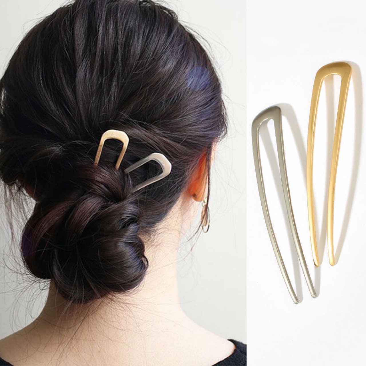 INS Style Metal Hairpin Female Simple Graceful Modern Updo U...